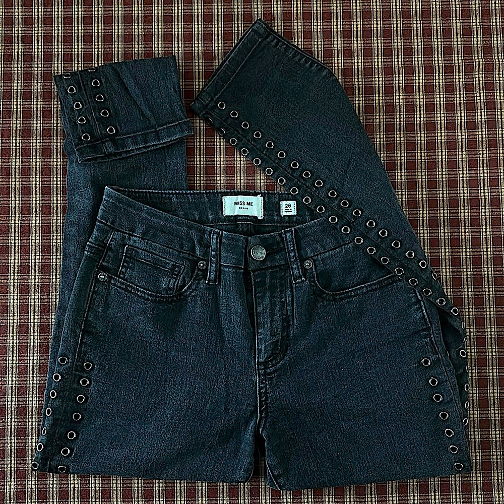 Woman’s Miss Me Jeans With Metal Hole Studs